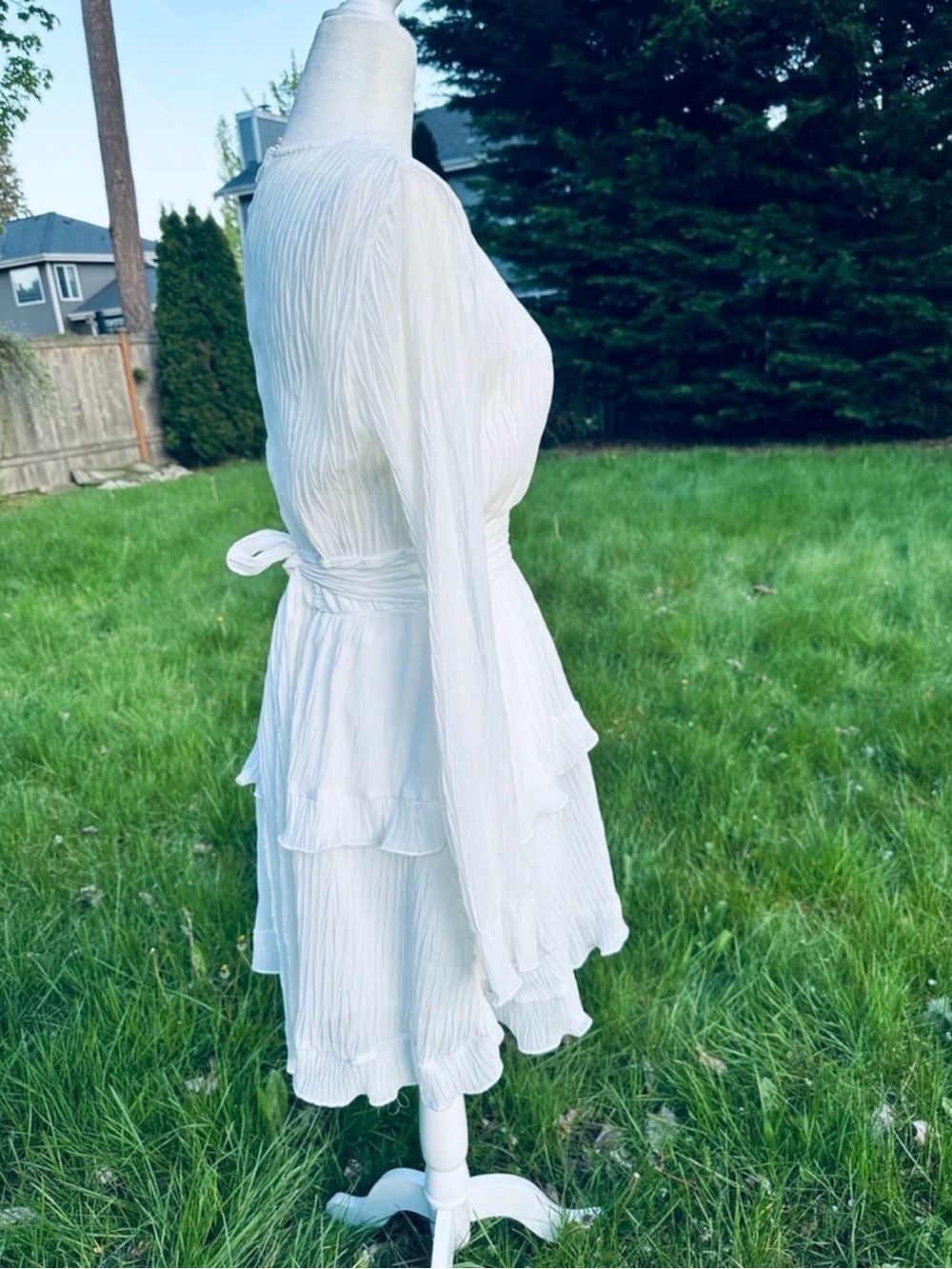 Simple Vintage midi white dress women's Size S Vintage White dress New - Picture 5 of 5